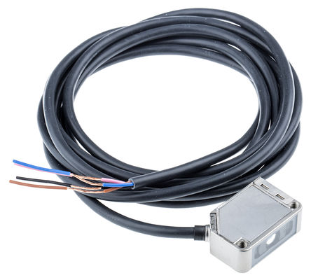 Photoelectric Sensor, Diffuse System, LED, 12m Range, Rectangular Body, PNP Output, Pre-wired, IP69K