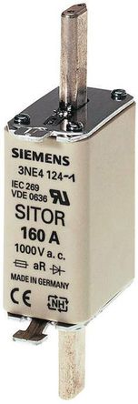 Fusível de palheta centralizado, Siemens, 125A, 0, aR, 1.000 V CA, HLS