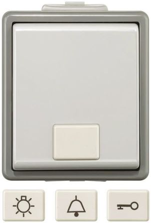 Wall Switch Siemens 5TD4701, 10 A, Push Button, Surface mounted, 1-way, 1 module, 230 V, Gray, Dark Gray