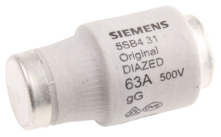 Diazed fuse Siemens, 5SB431, 63A, DIII, 500 V ac, Thread E33, gG