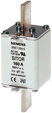 Fusível de palheta centralizado, Siemens, 250A, 1, gR - gS, 690 V ac, HLS