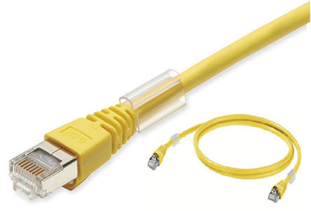Пач кабел Cat6a, 1 м, прав, жълт, с нисък дим, без халоген (LSZH)