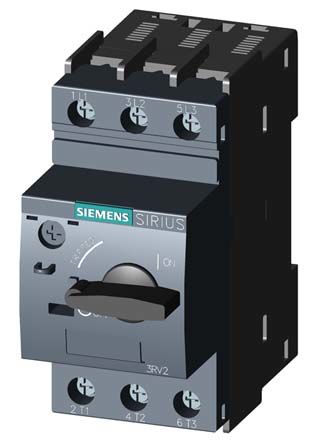 
				Disyuntor de protección de motor Siemens Máximo de 8 A 3P, 100 kA a 400 V ac, 690 V ac