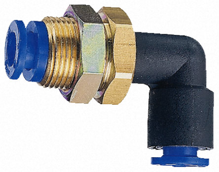 Tube-to-tube connection with SMC KM11-08-12-6 pneumatic manifold, 6 outlet ports, Snap In 8mm, PBT