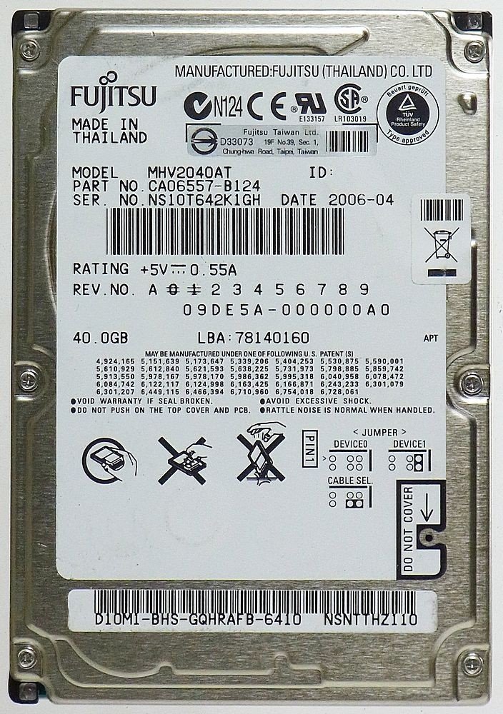 Disco duro FUJITSU 40GB Mod MHV2040AT (Reacondicionado)