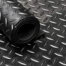 alfombra de goma en rollo - Motivo de diamante negro - espesor 5 mm - Ancho 200 cm. Se suministra por metros lineales.