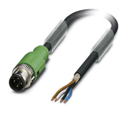 Cable y conector Phoenix Contact, M12, 4 contactos, 3m, Macho
		