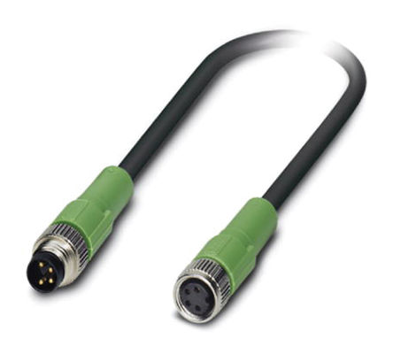 Phoenix Contact cable and connector, M12, 4 contacts - M12, 4 contacts, 0.3m, Male - female