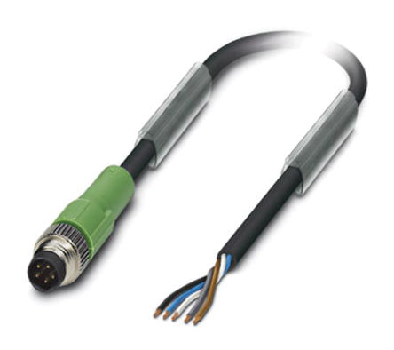 Cable y conector Phoenix Contact, M12, 5 contactos - Válvula AD, 0.3m, Macho
		